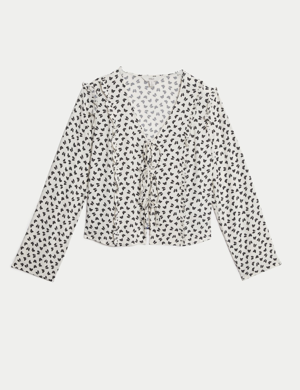 Printed Tie Front Ruffle Blouse 2 of 5