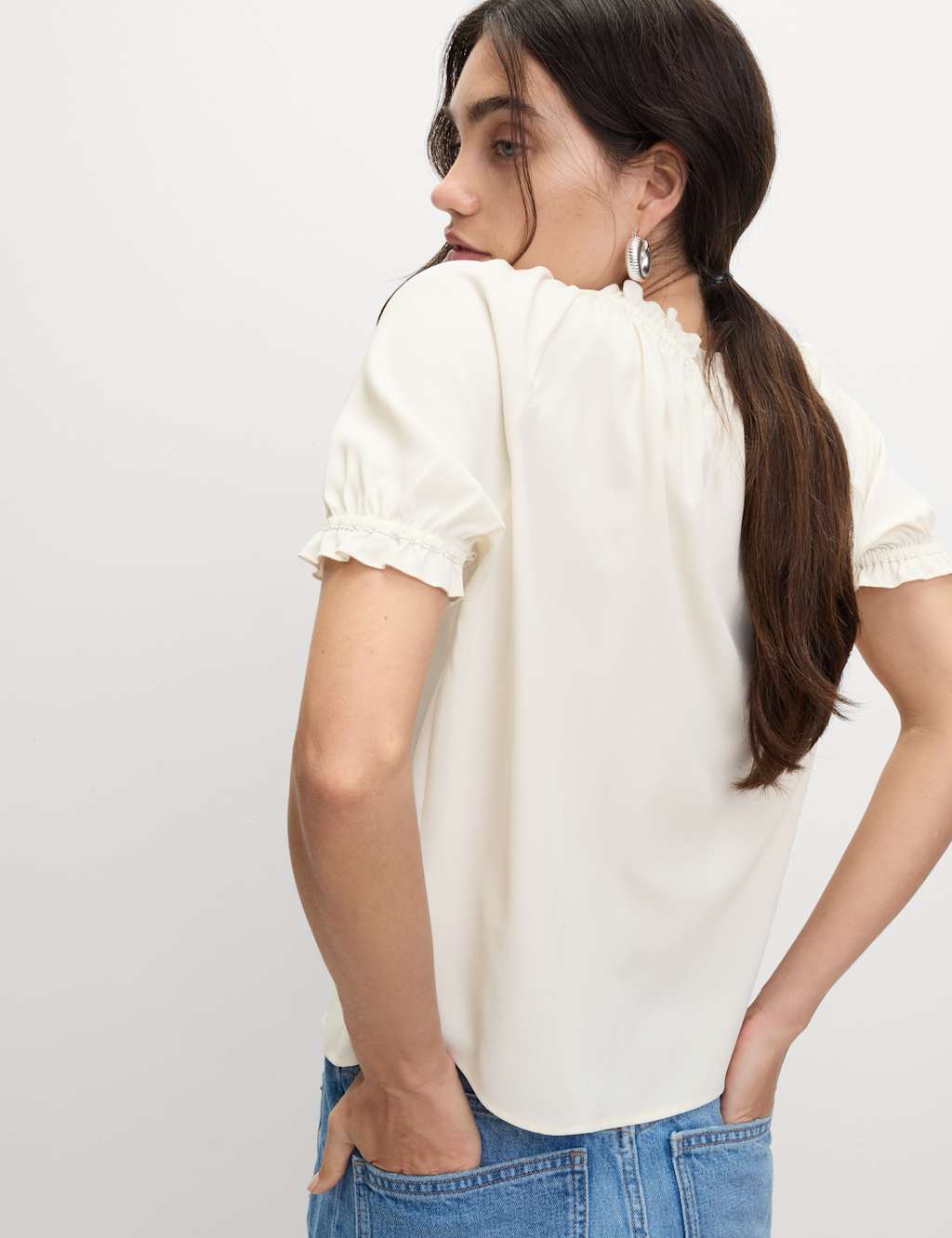 Button Through Square Neck Puff Sleeve Top 4 of 5