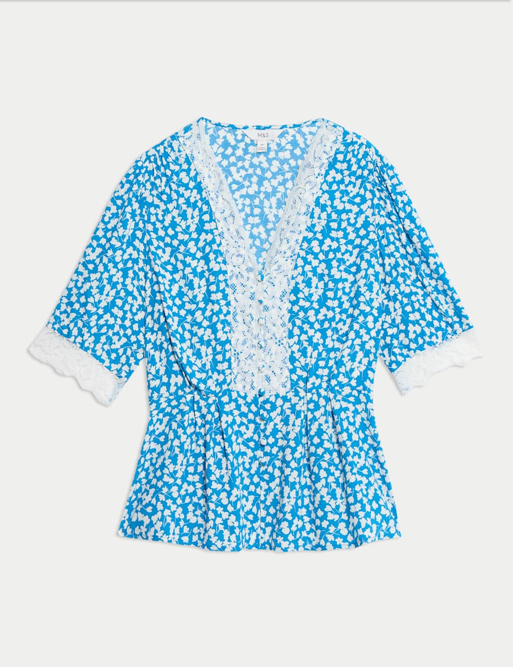 Floral Lace Detail V-Neck Blouse 2 of 5