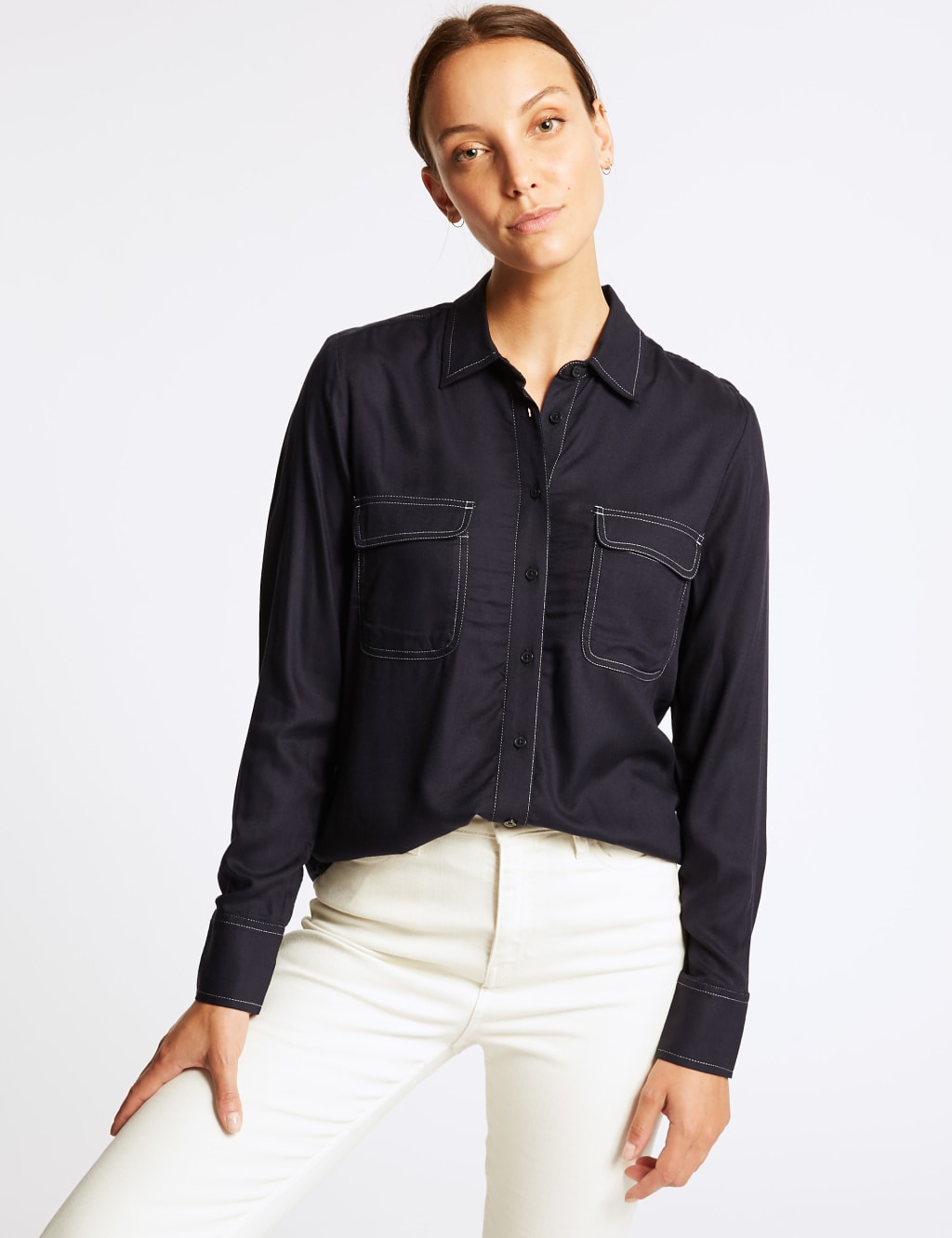 Contrasting Stitch Long Sleeve Shirt 1 of 5