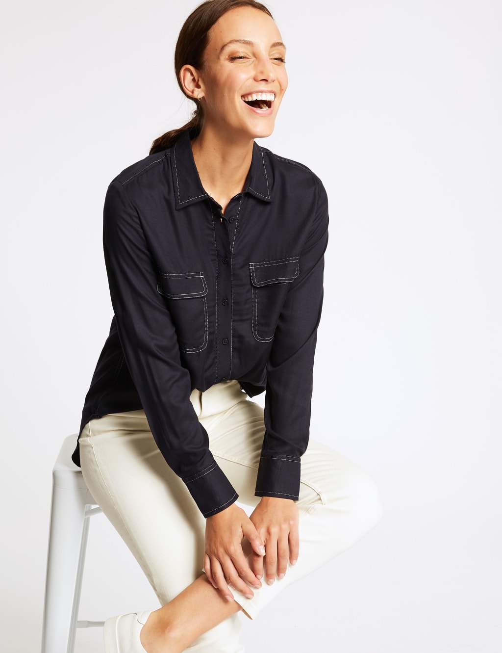 Contrasting Stitch Long Sleeve Shirt 3 of 5