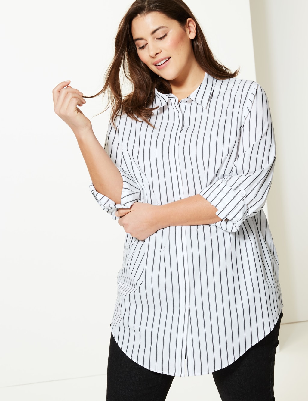 CURVE Pure Cotton Striped Shirt 1 of 4