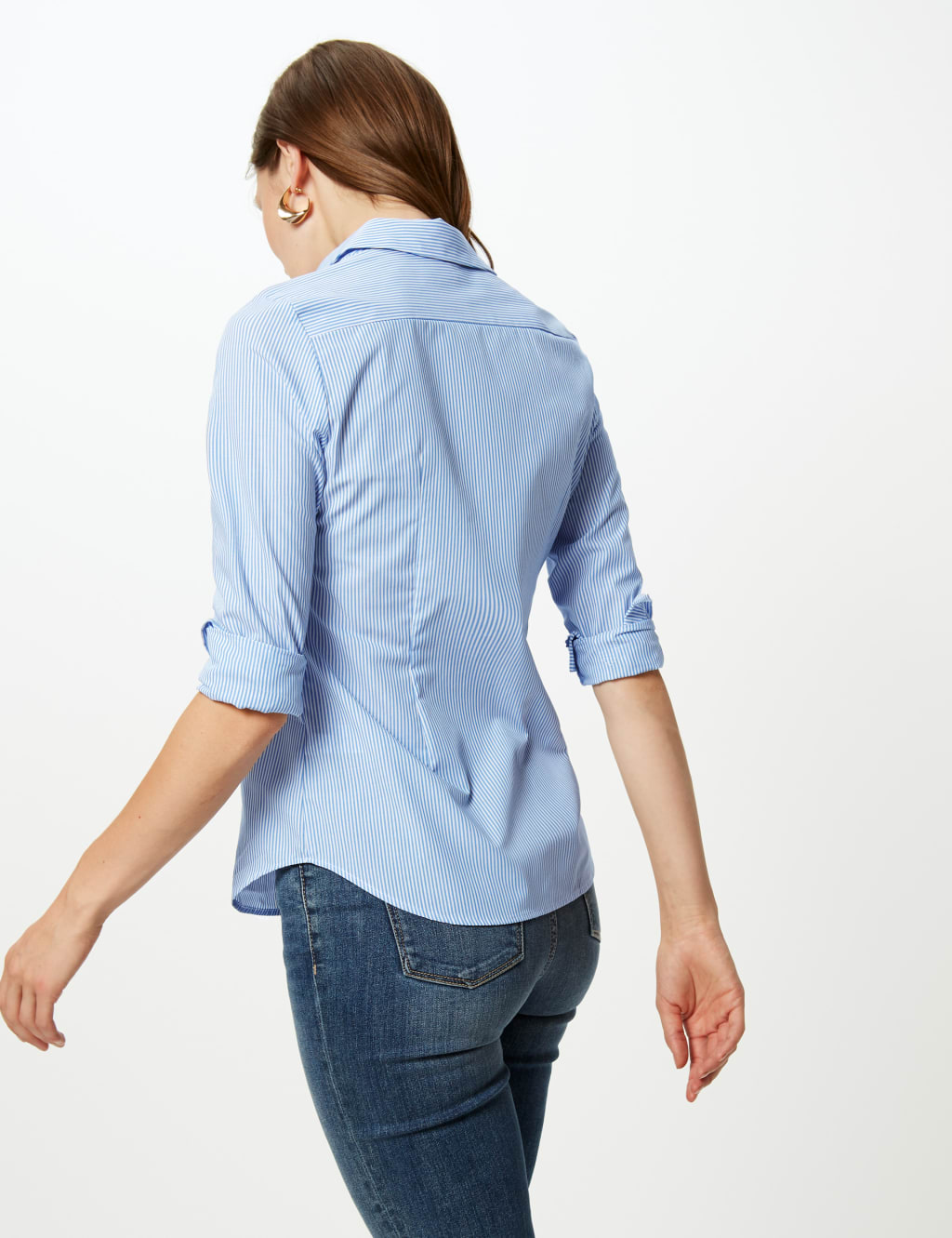 Cotton Rich Striped Floral Embroidered Shirt 5 of 5