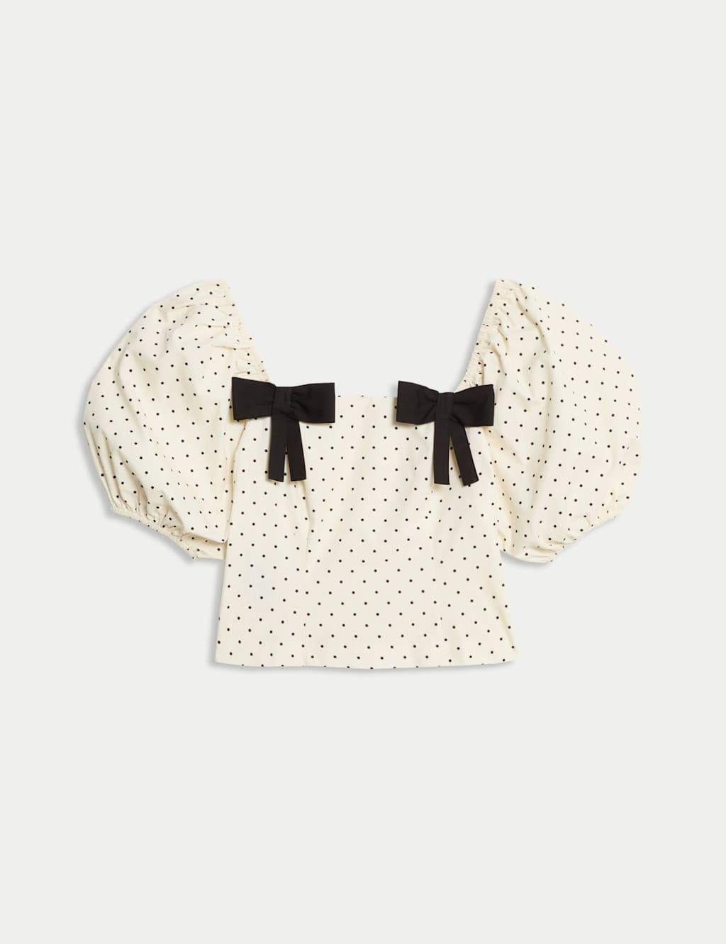 Pure Cotton Square neck Polka Dot Bow Top 2 of 4