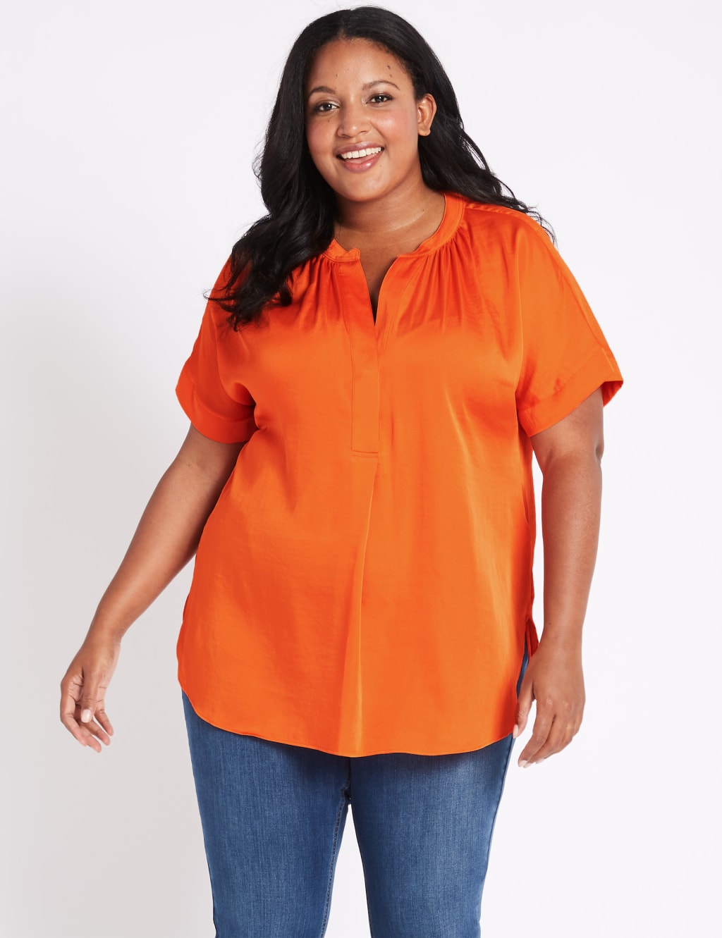 CURVE Popover Notch Neck Half Sleeve Blouse 1 of 3