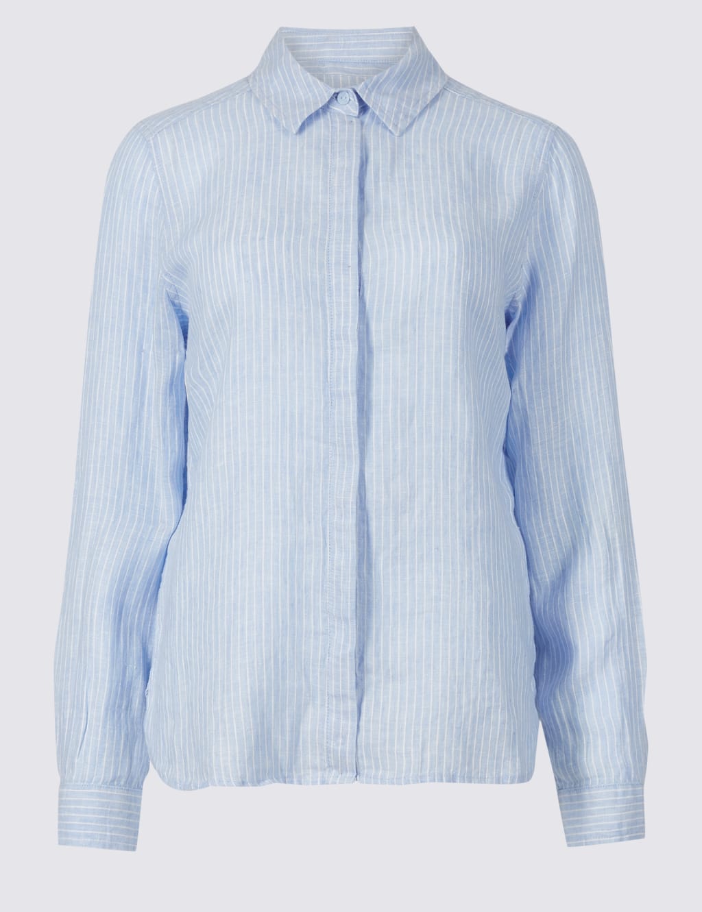 PETITE Pure Linen Striped Long Sleeve Shirt 2 of 5
