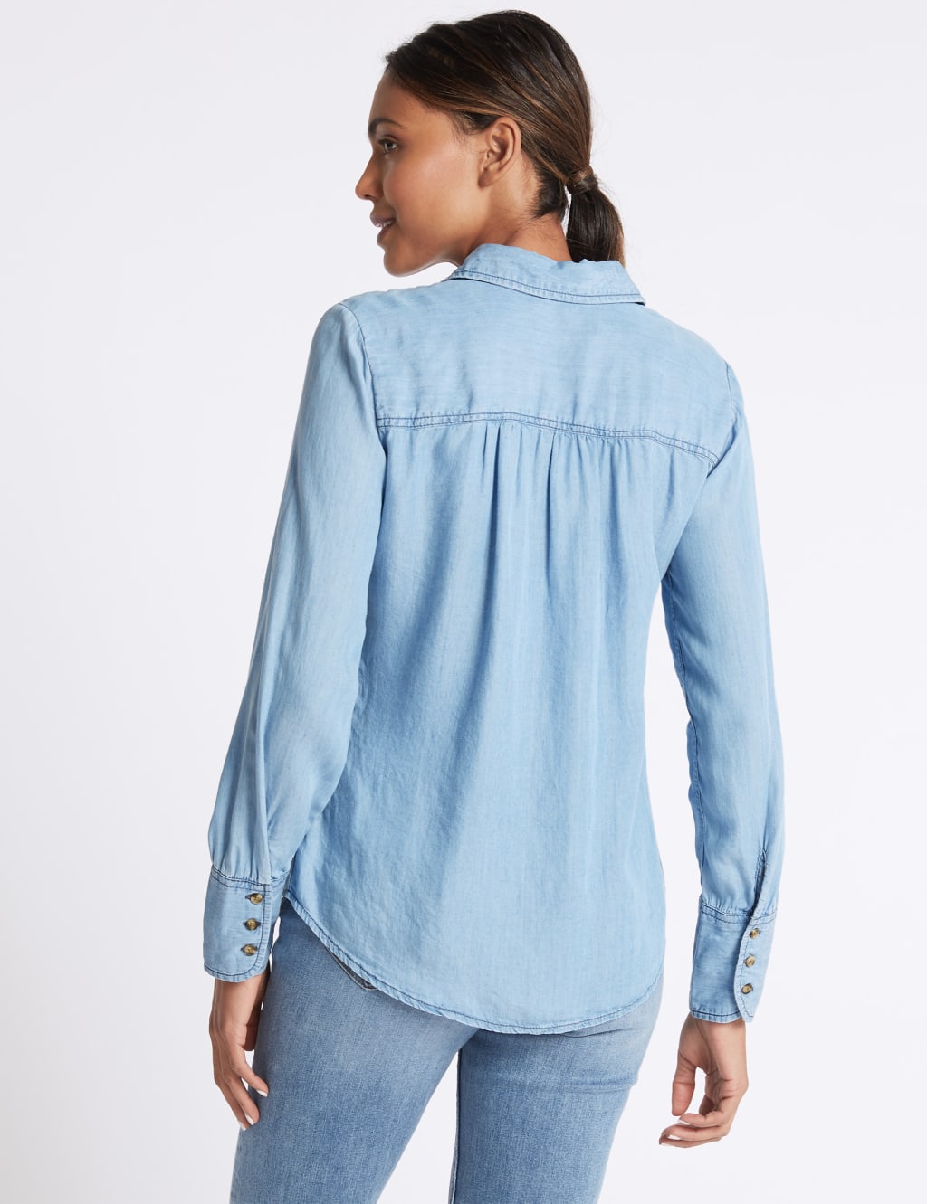Denim Tencel Long Sleeve Shirt 5 of 5