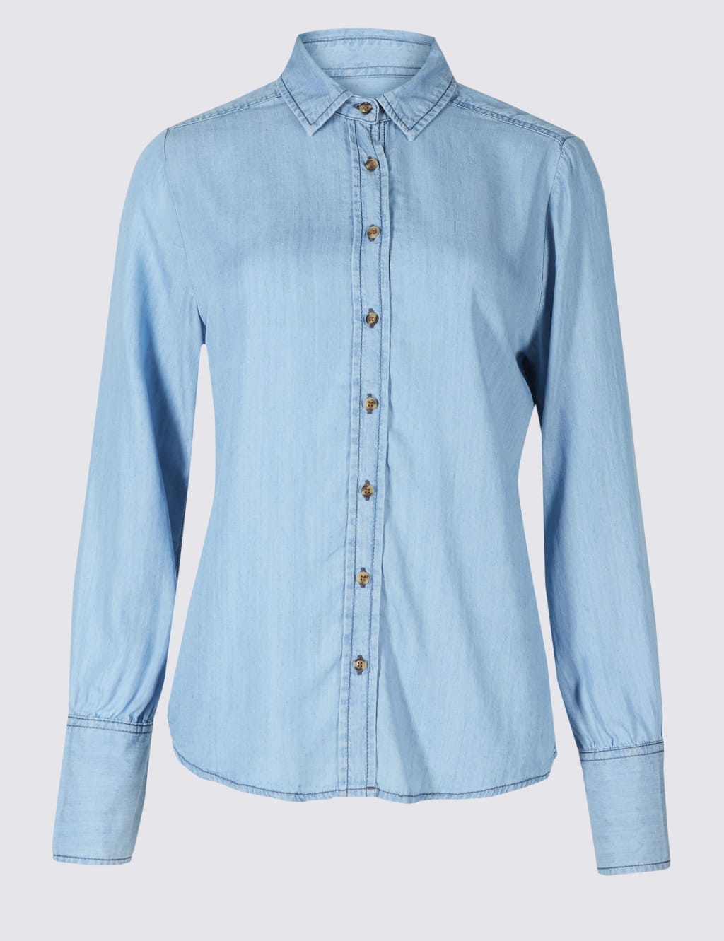 Denim Tencel Long Sleeve Shirt 2 of 5