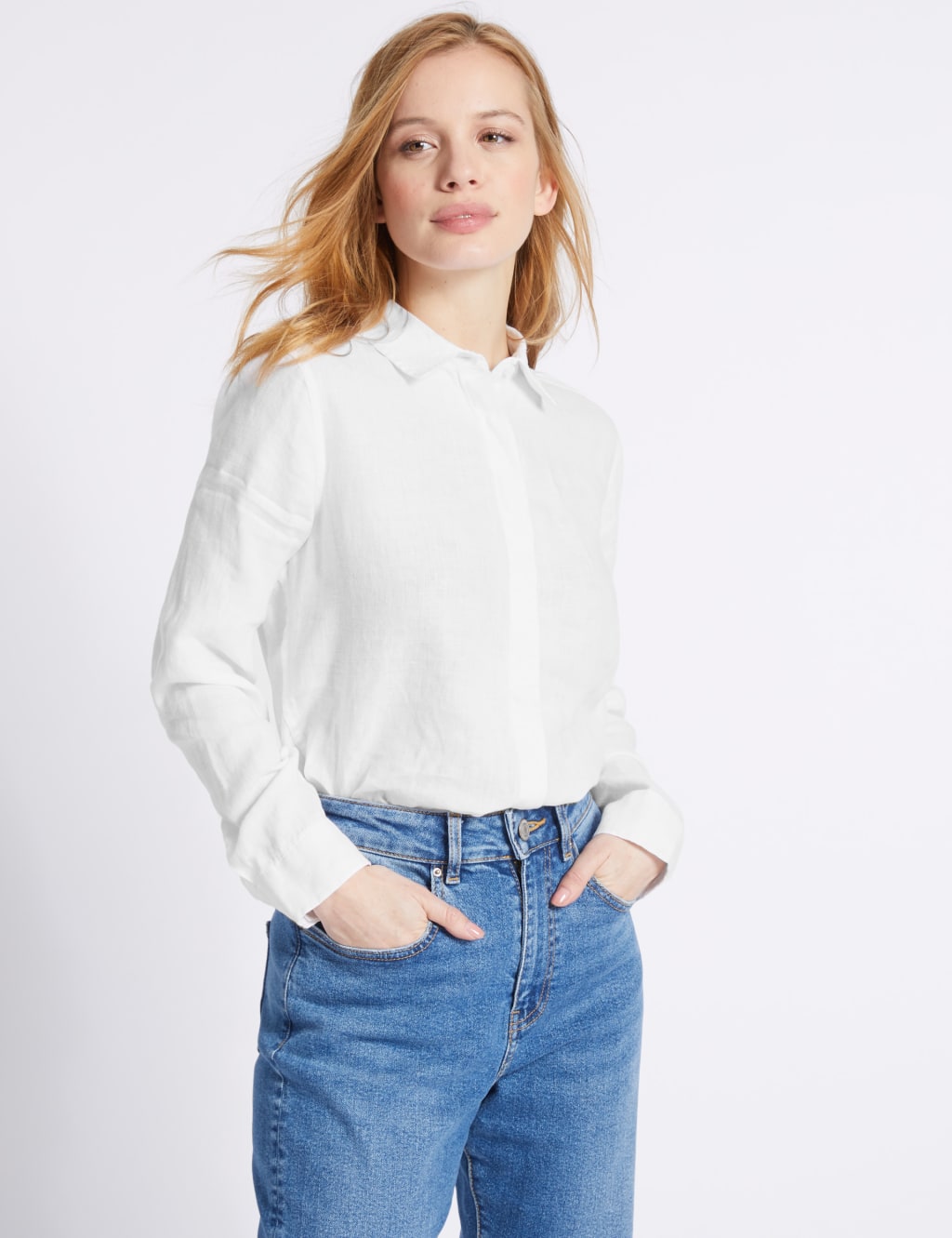 PETITE Pure Linen Long Sleeve Shirt 1 of 4