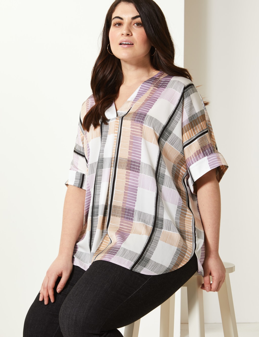 CURVE Checked Longline Tunic M S Collection M S
