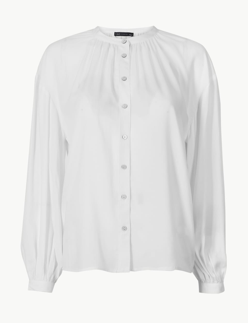 Collarless Blouson Sleeve Blouse 2 of 4