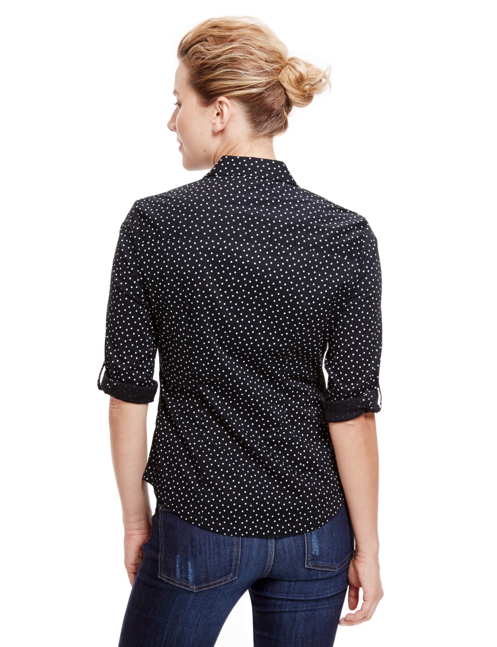 Fuller Bust Spotted 3/4 Sleeve Shirt 4 of 4
