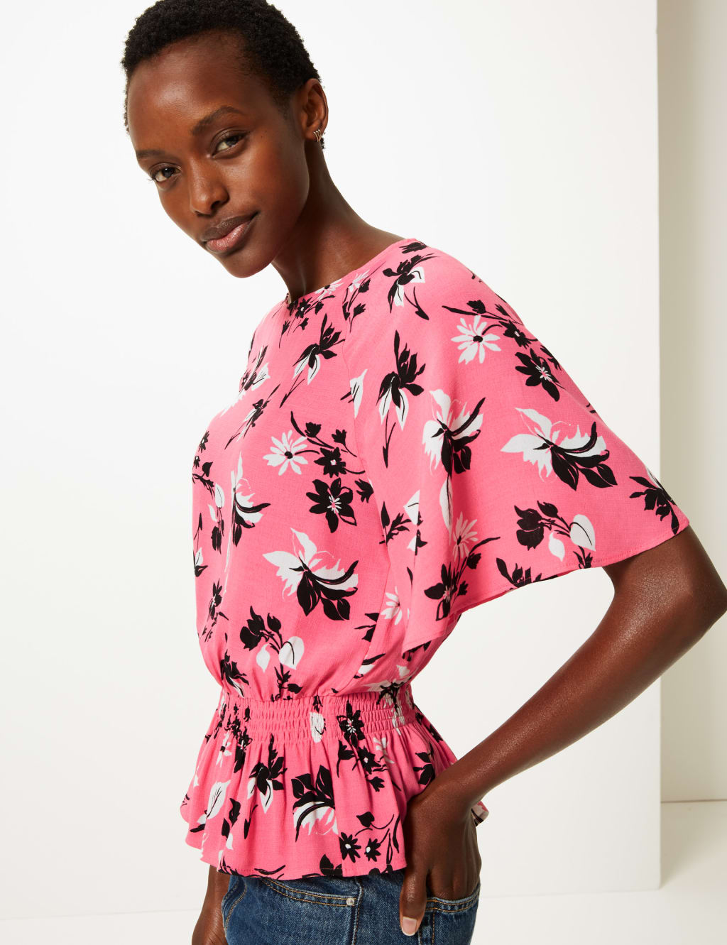Smocked waist top clearance