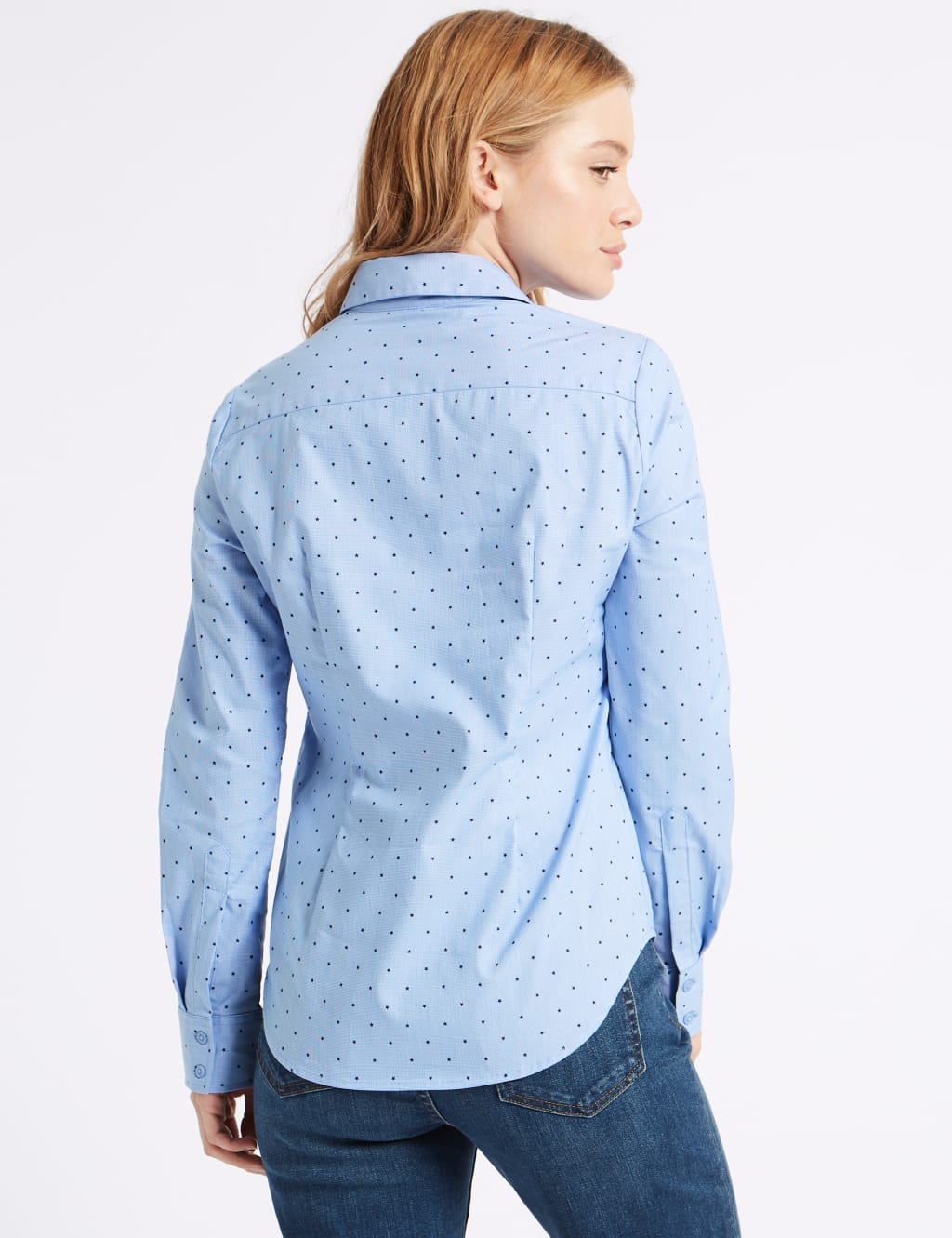 PETITE Cotton Rich Star Print No Peep Shirt 4 of 4