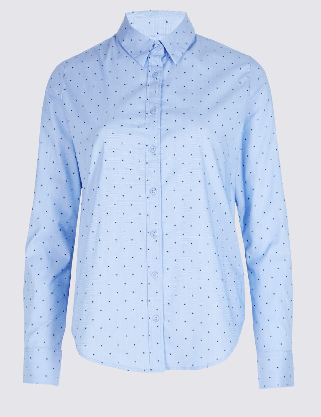 PETITE Cotton Rich Star Print No Peep Shirt 2 of 4