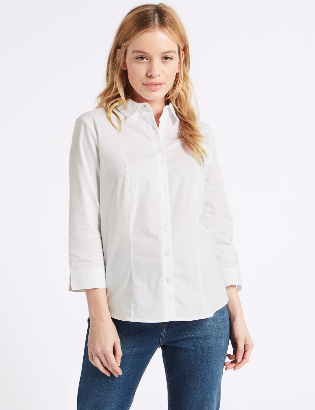 PETITE Cotton Rich 3/4 Sleeve Shirt 1 of 4