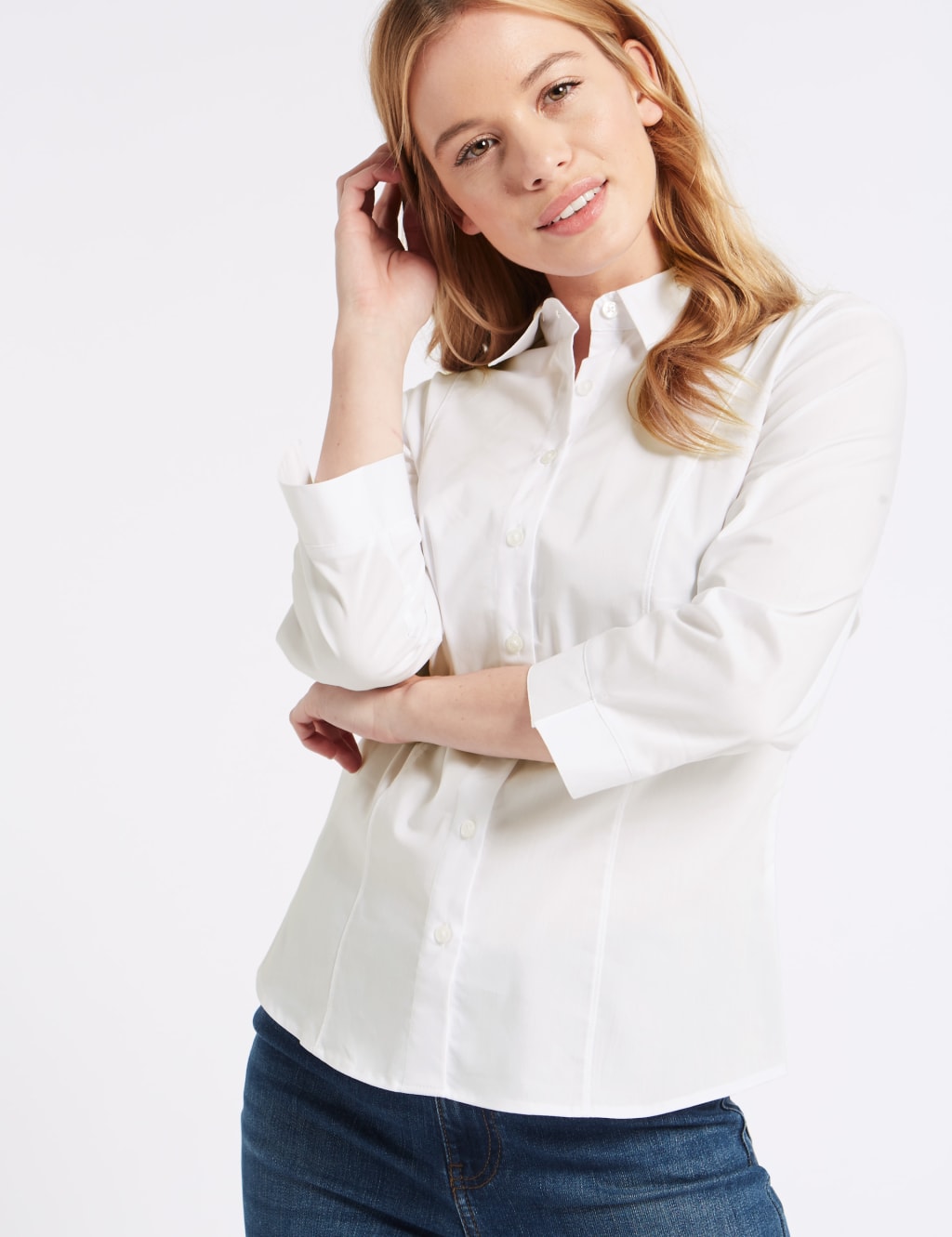 PETITE Cotton Rich 3/4 Sleeve Shirt 3 of 4