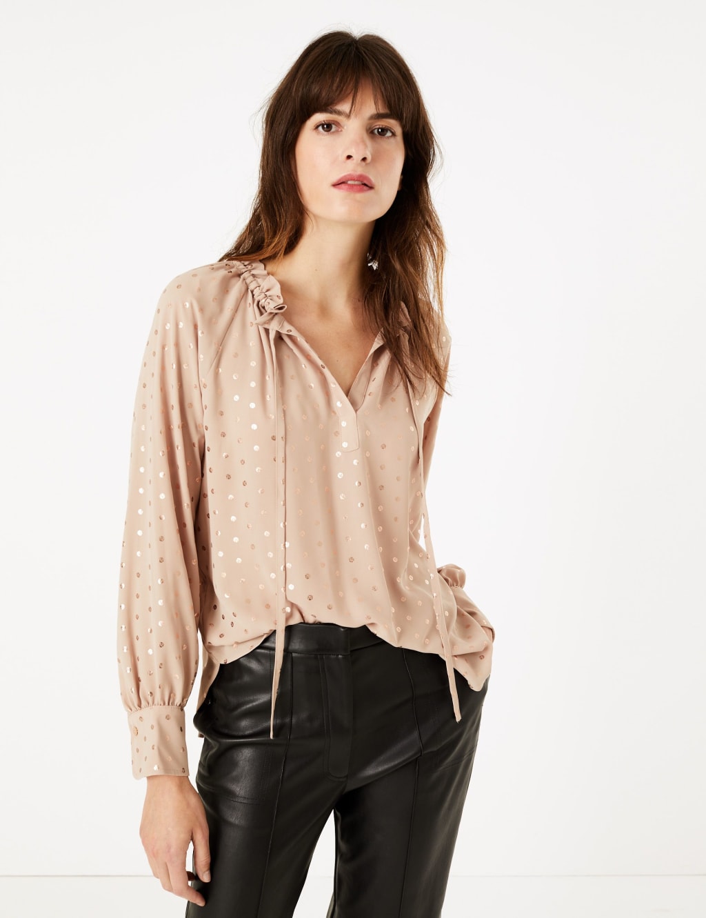 Metallic Polka Dot Blouse 1 of 5