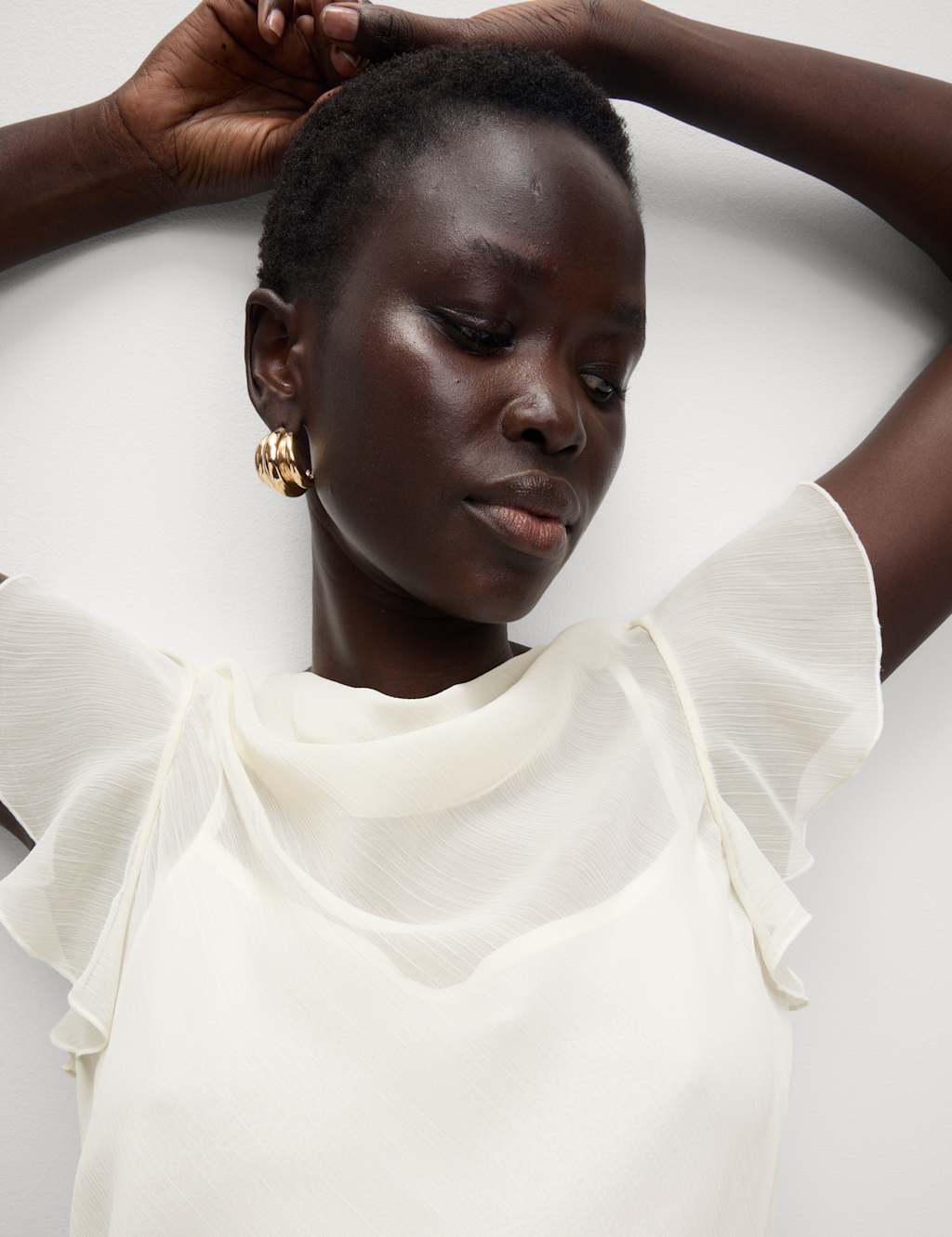 Cowl Neck Ruffle Sleeve Top 1 of 5