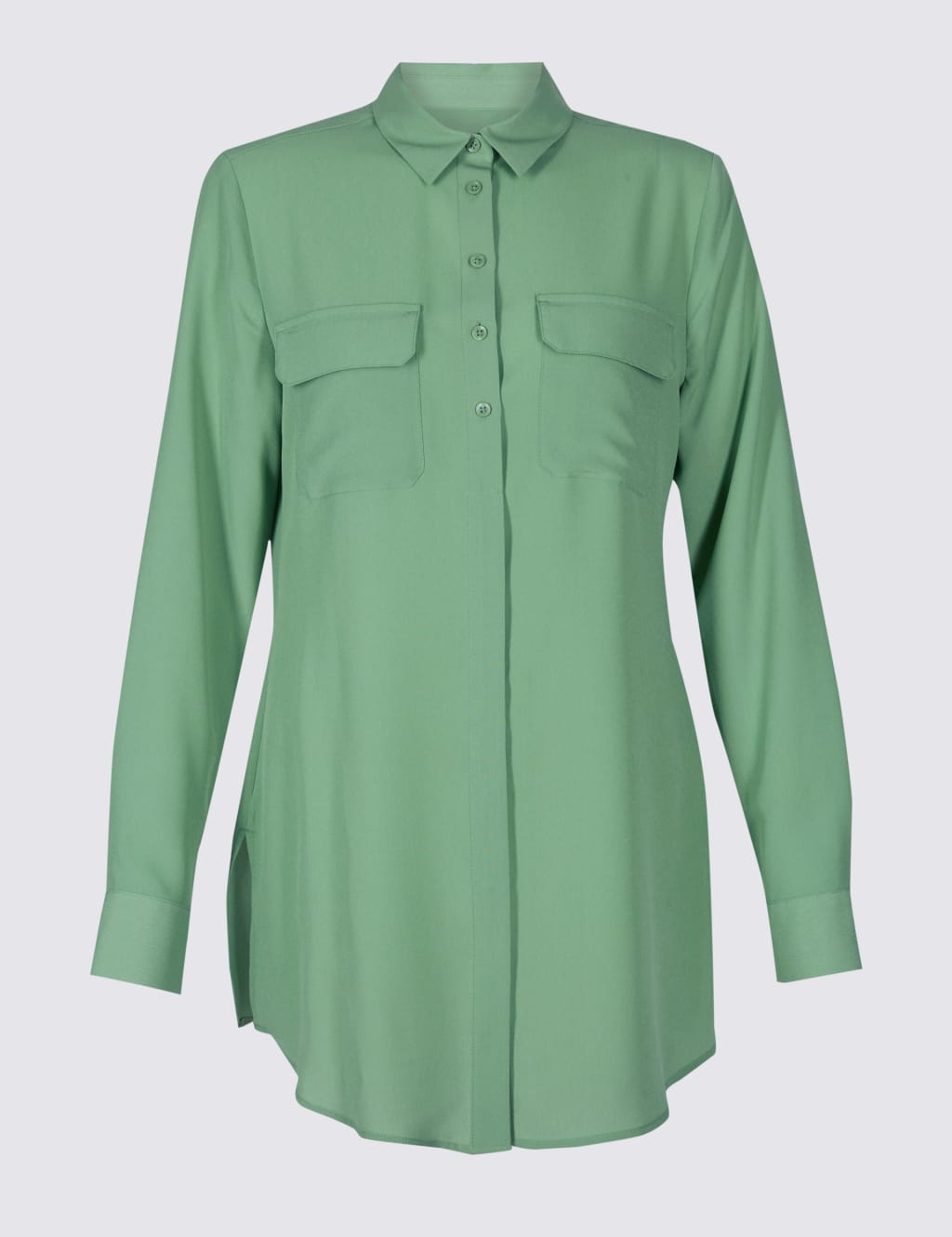 Double Pocket Longline Long Sleeve Shirt 2 of 5