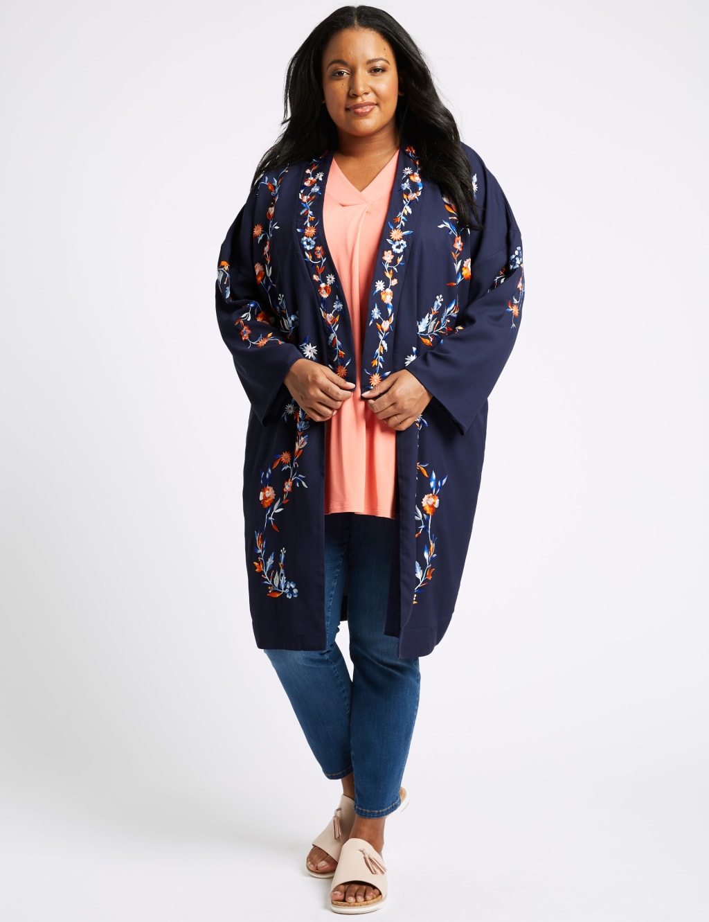 CURVE Embroidered Long Sleeve Kimono Top M S Collection M S