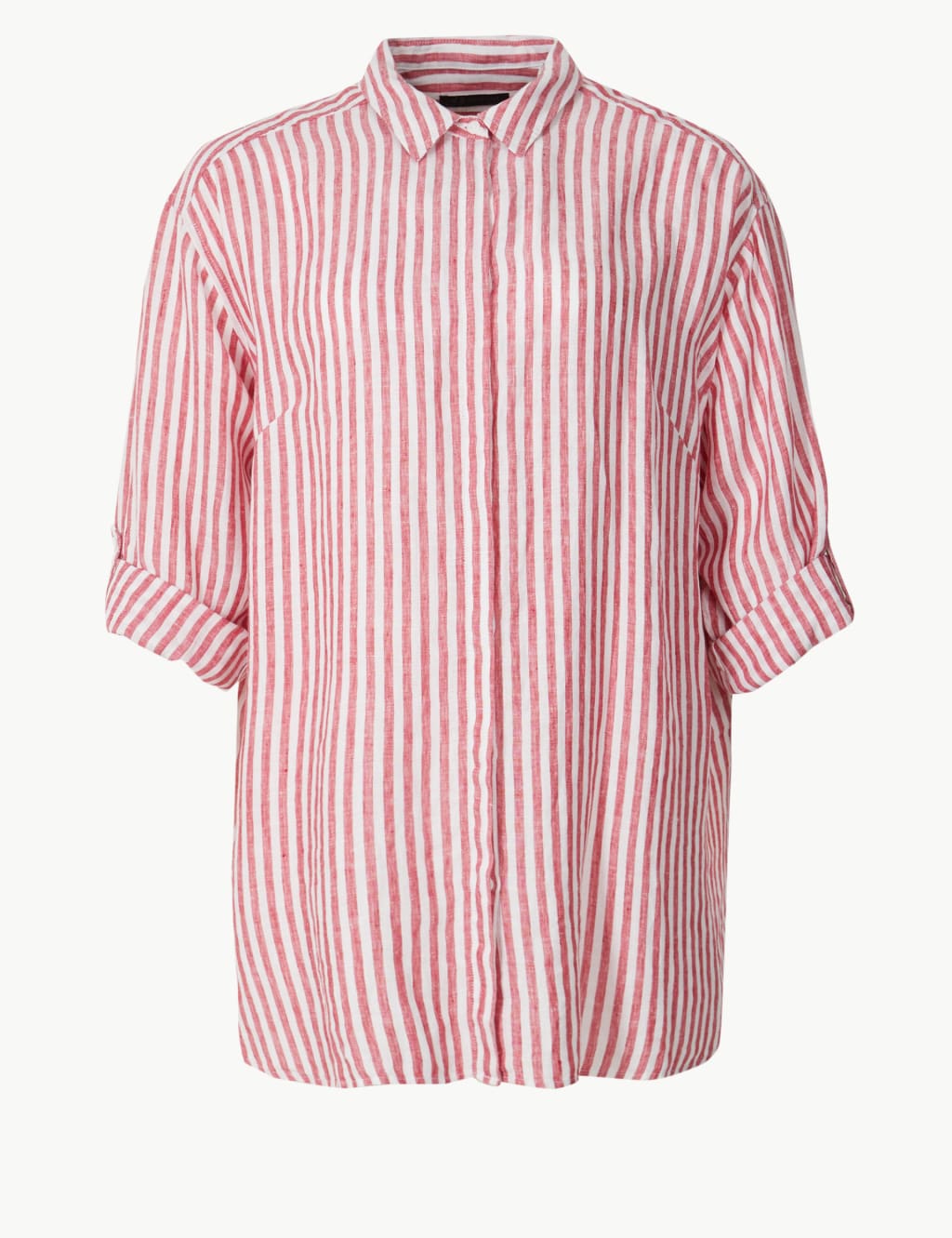 CURVE Pure Linen Striped Long Sleeve Shirt M S Collection M S