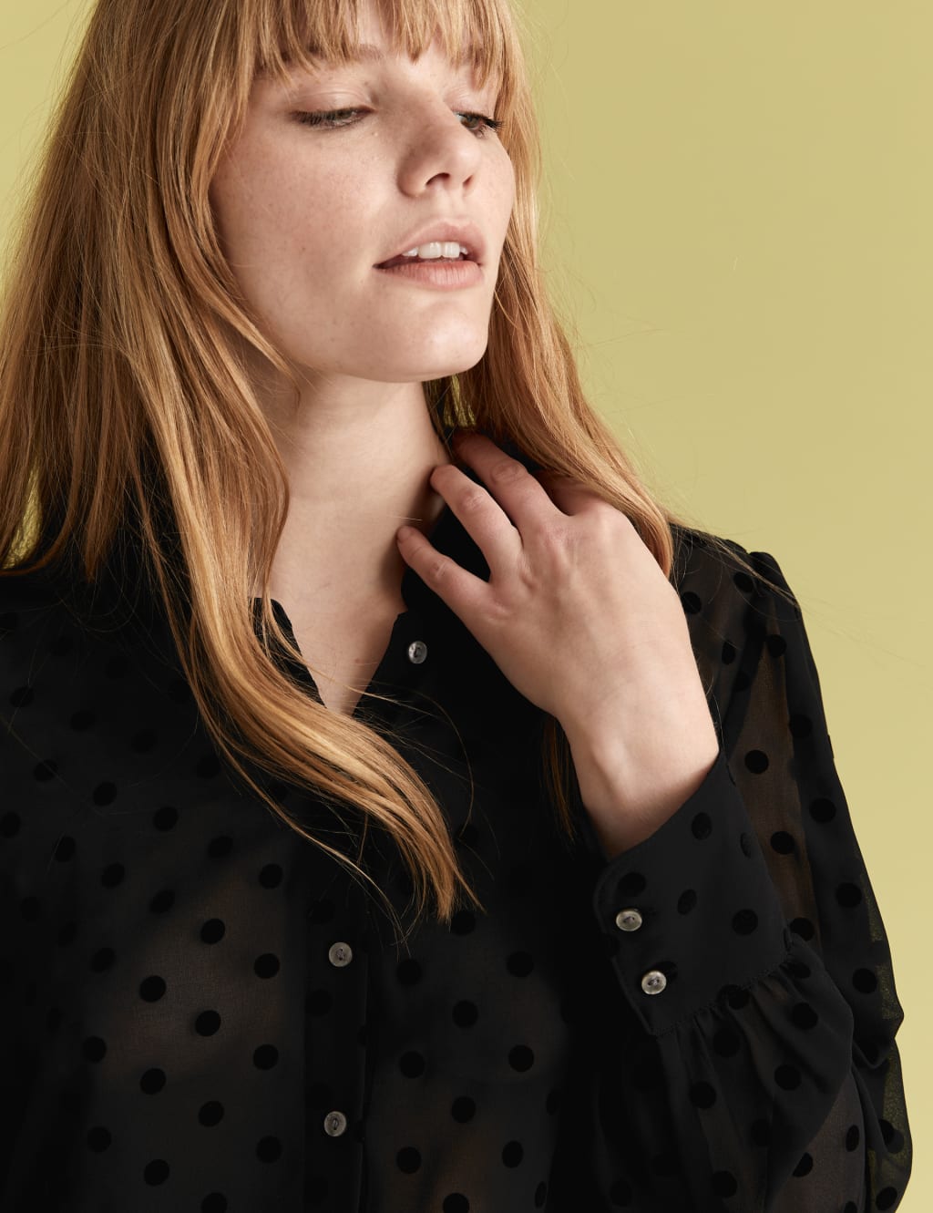 Textured Polka Dot Long Sleeve Shirt 3 of 5