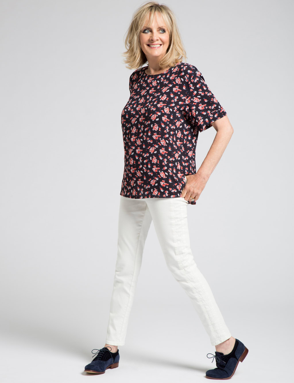 Floral Print Kimono Short Sleeve Shell Top 1 of 4