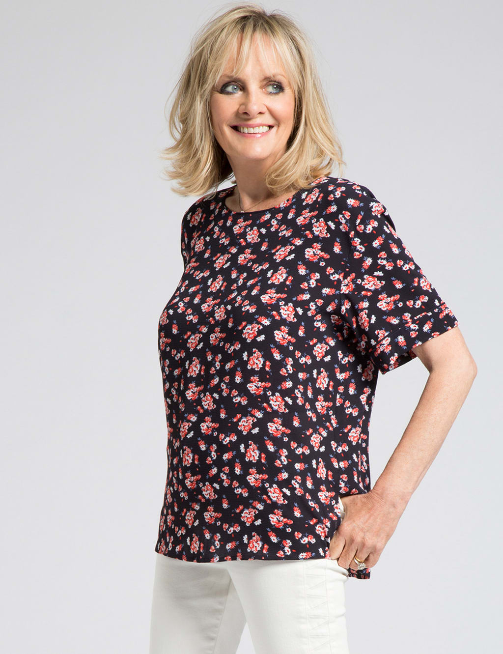 Floral Print Kimono Short Sleeve Shell Top 3 of 4