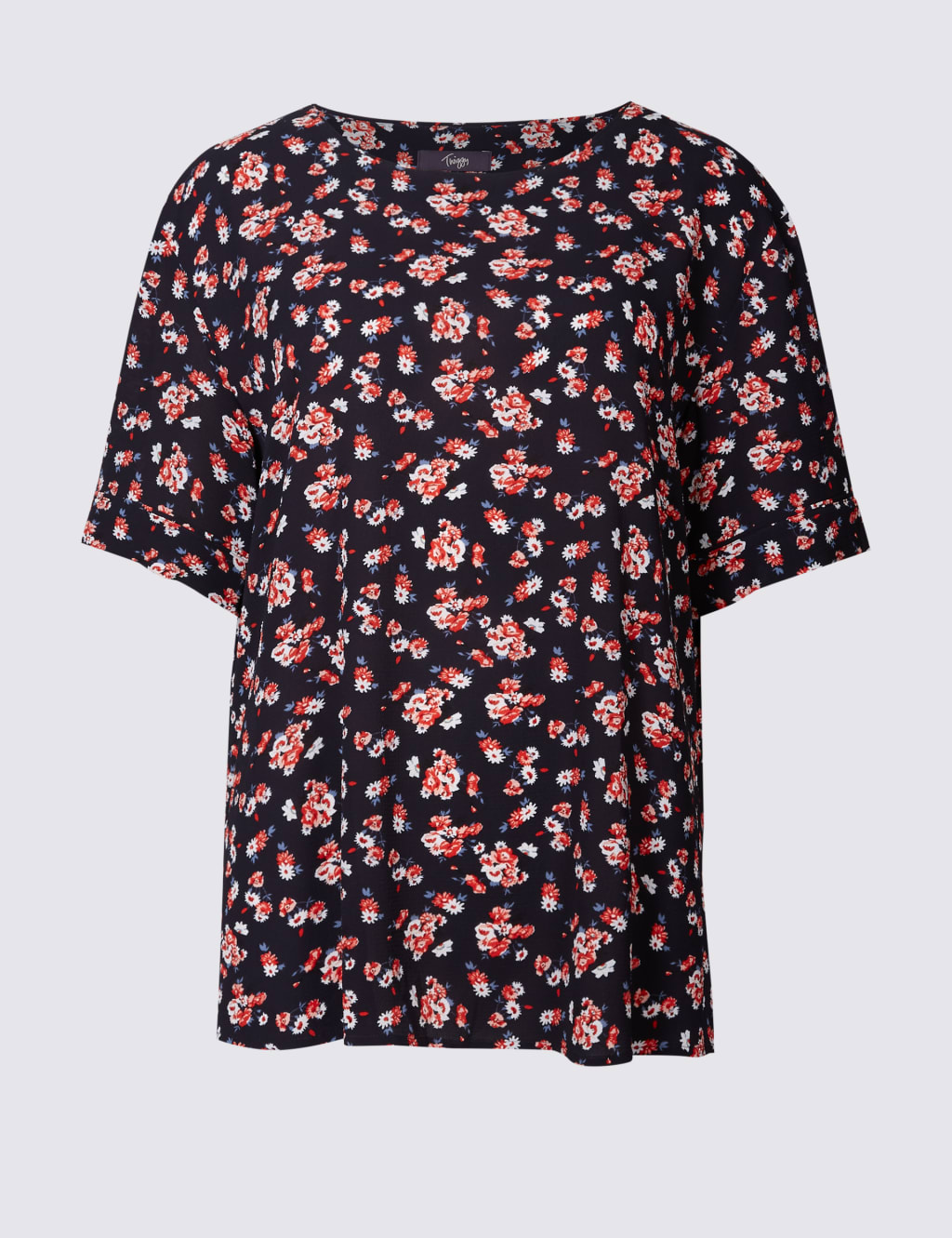 Floral Print Kimono Short Sleeve Shell Top 2 of 4