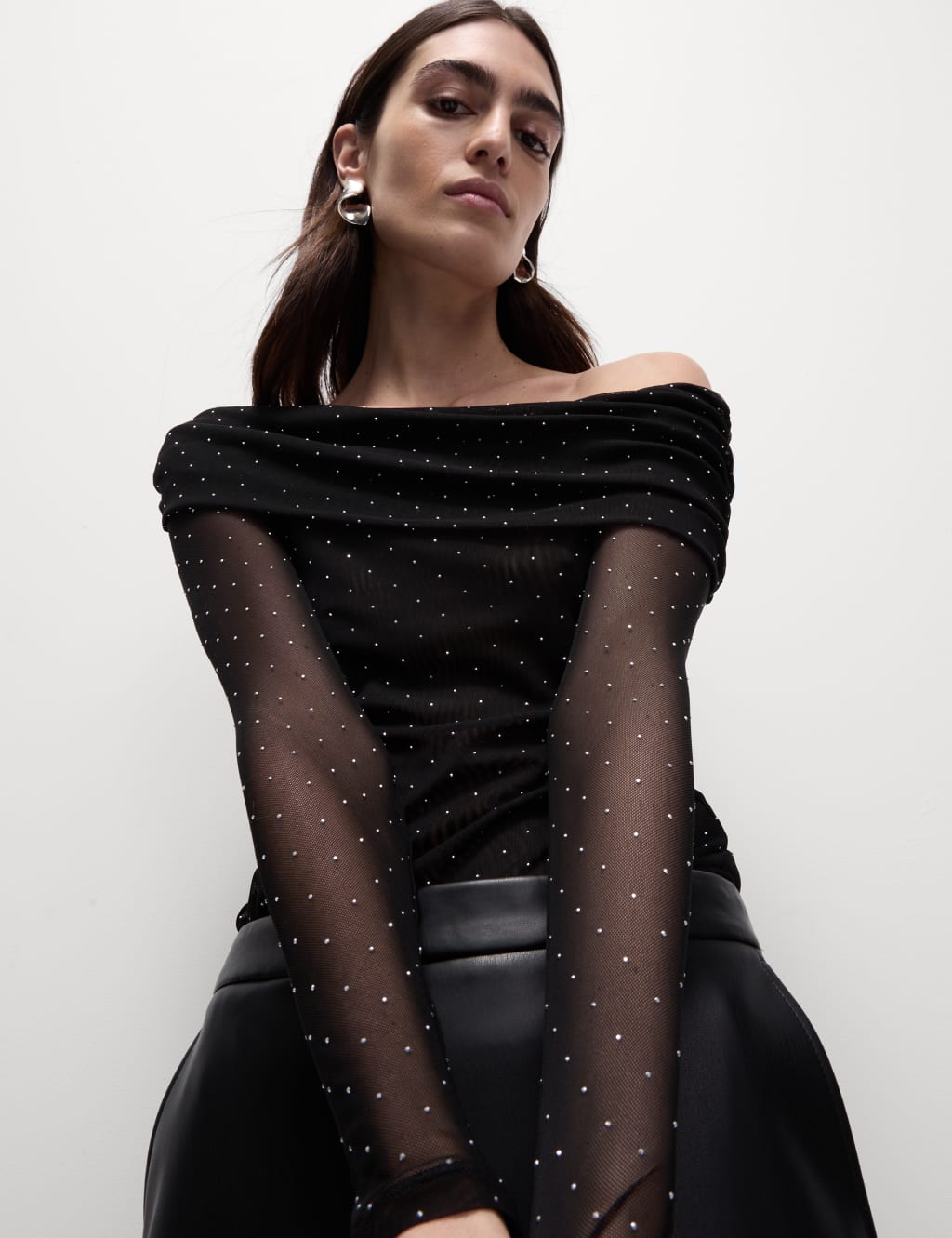 Embellished Off The Shoulder Bardot Top M S Collection M S