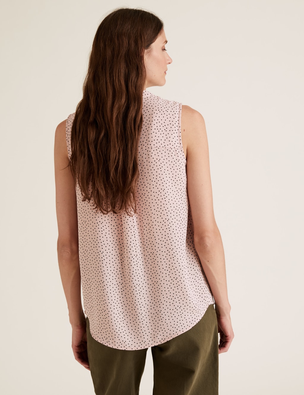 Polka Dot V-Neck Sleeveless Shell Top 4 of 4