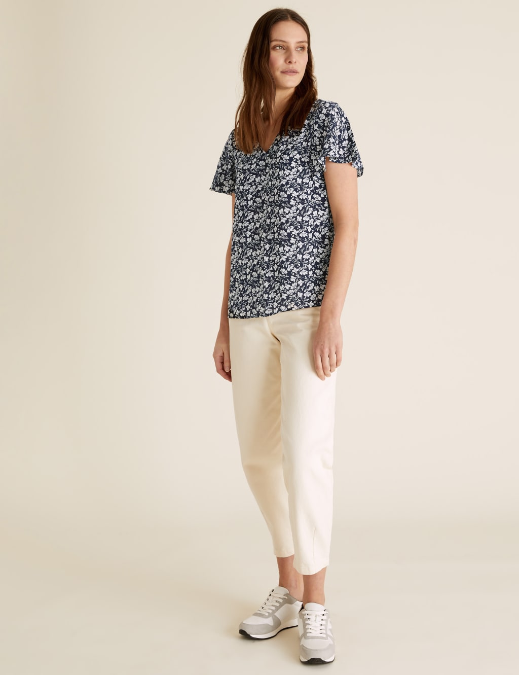 Floral V-Neck Flutter Sleeve Top 3 of 5