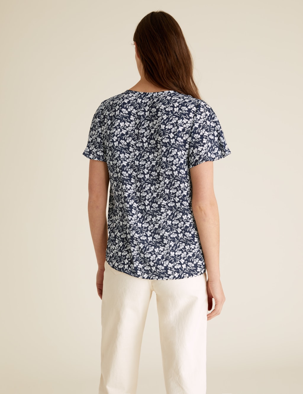 Floral V-Neck Flutter Sleeve Top 4 of 5