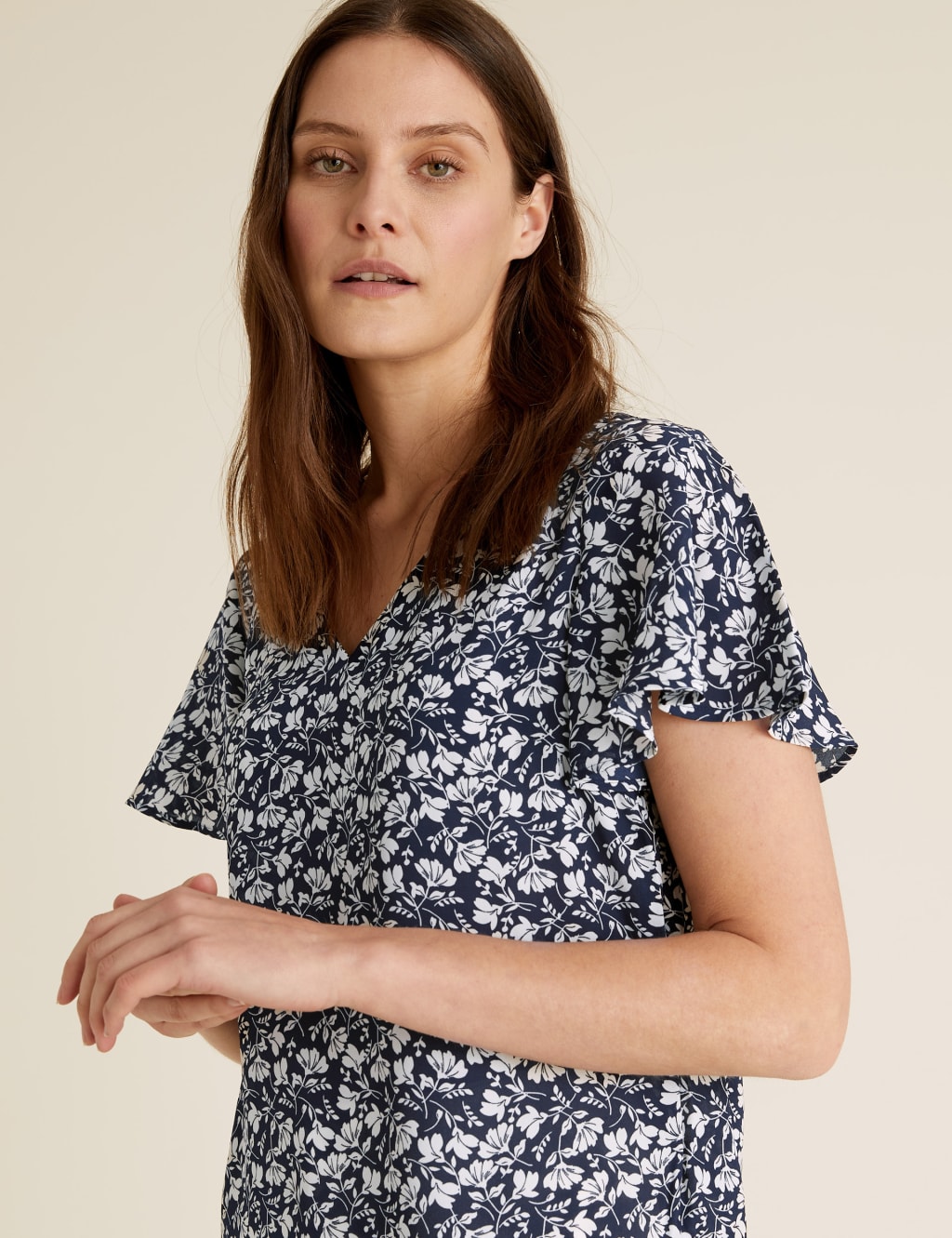 Floral V-Neck Flutter Sleeve Top 5 of 5