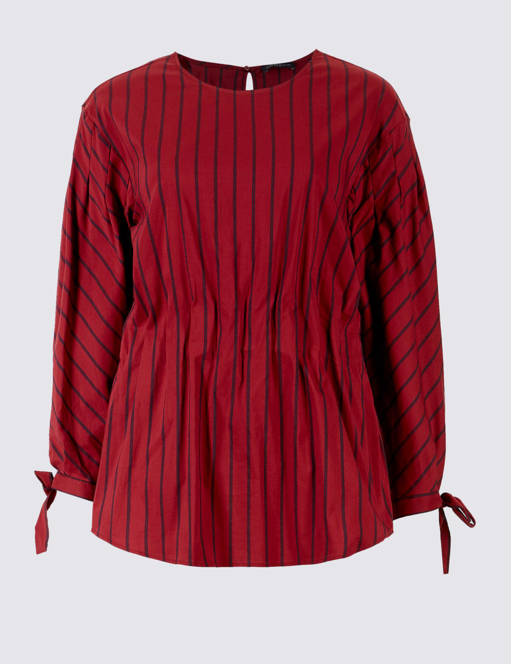 Striped Waist Gather ¾ Sleeve Shell Top 2 of 4