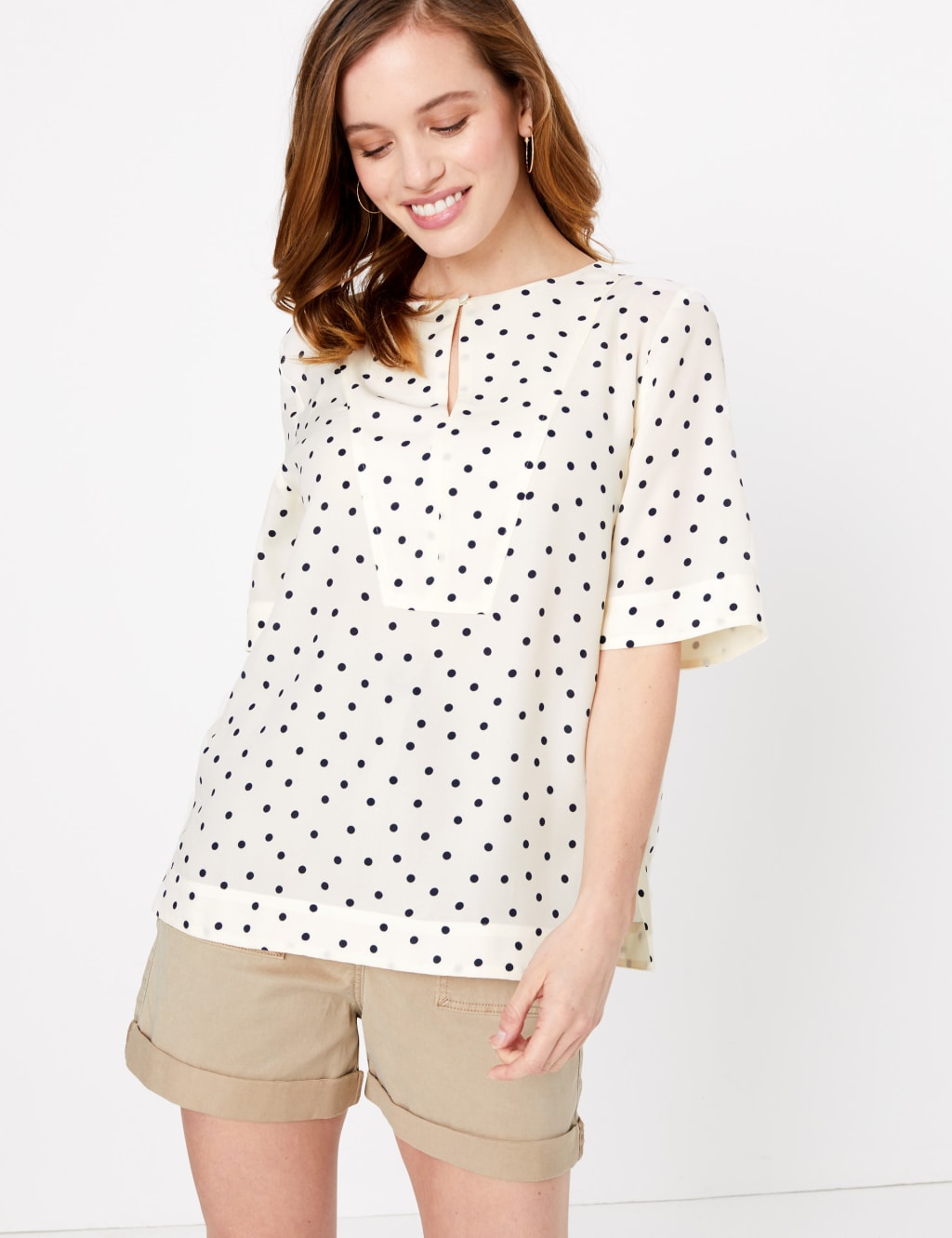 PETITE Polka Dot Blouse M S Collection M S