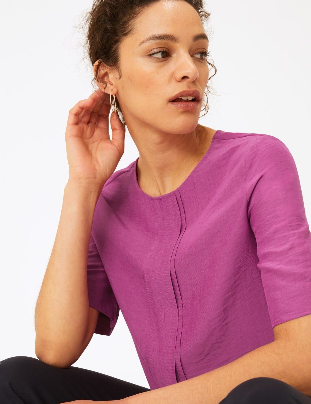 Pleat Front Woven Blouse 3 of 4