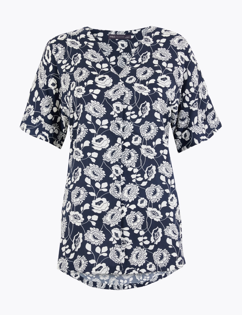 Satin Floral Longline Short Sleeve Blouse 1 of 1
