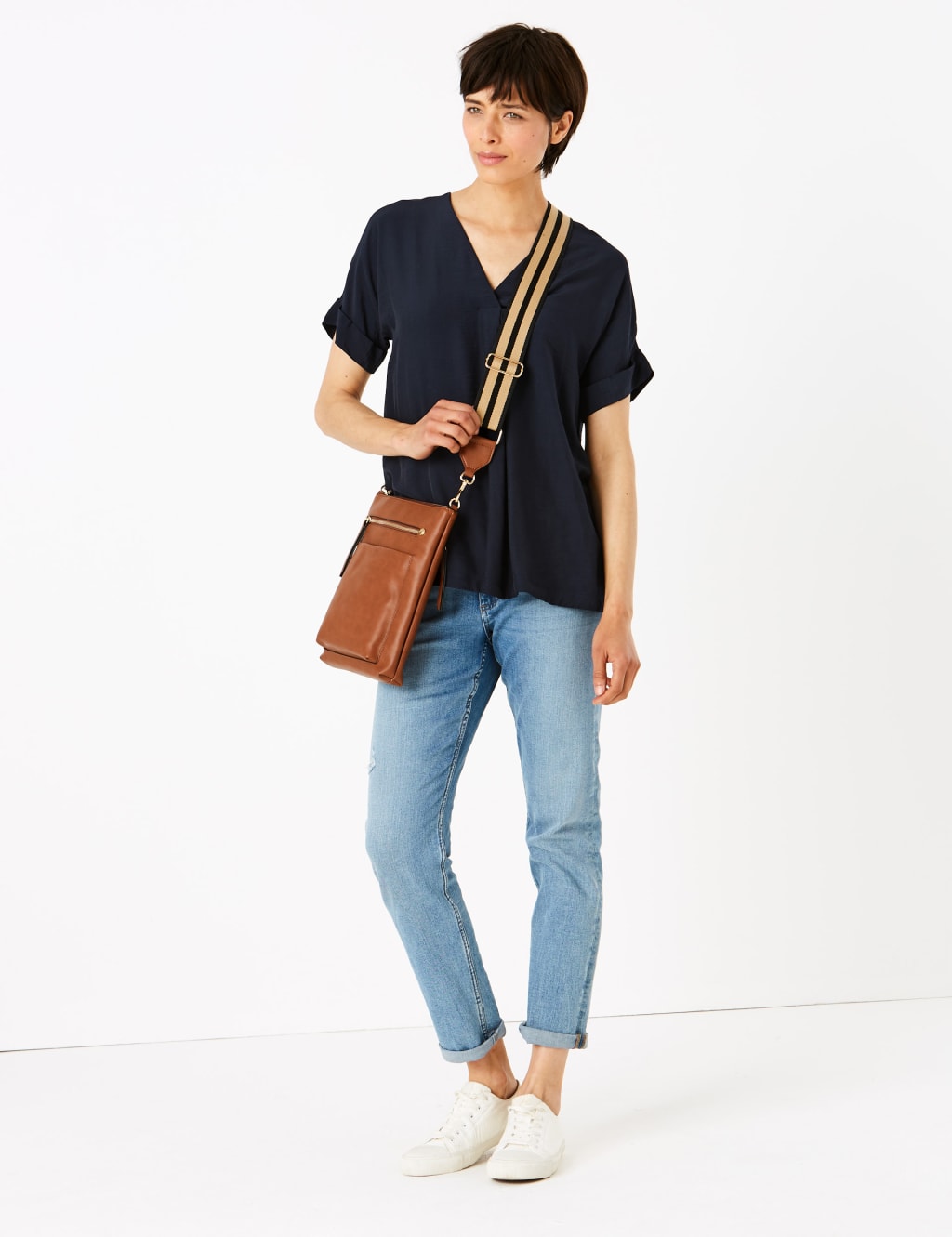 V-Neck Longline Short Sleeve Popover Blouse 5 of 5