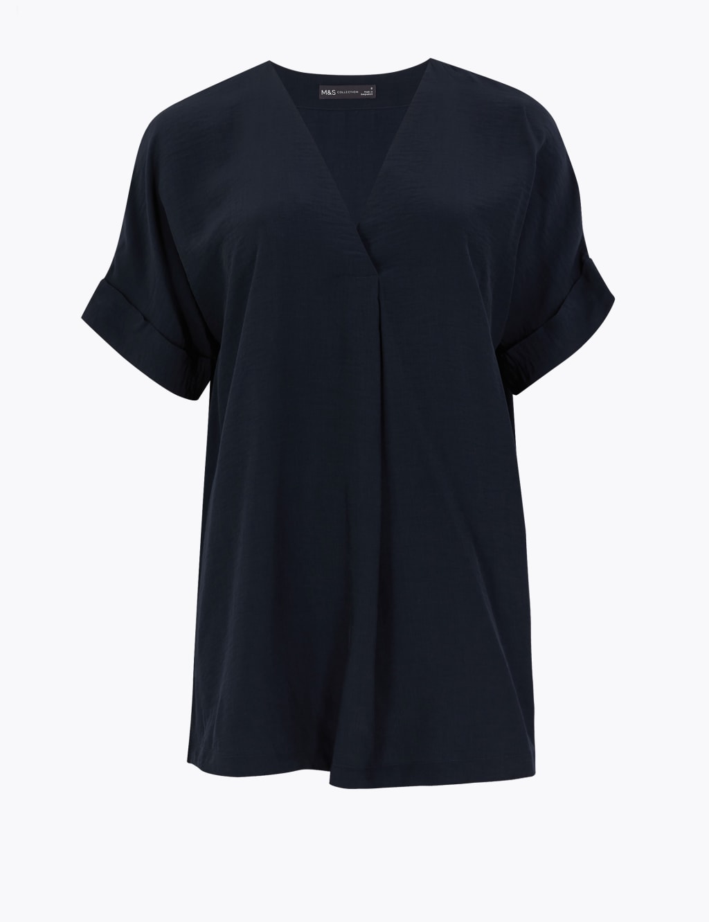V-Neck Longline Short Sleeve Popover Blouse 2 of 5