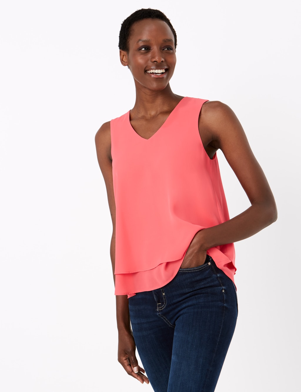 Womens v neck sleeveless tops clearance