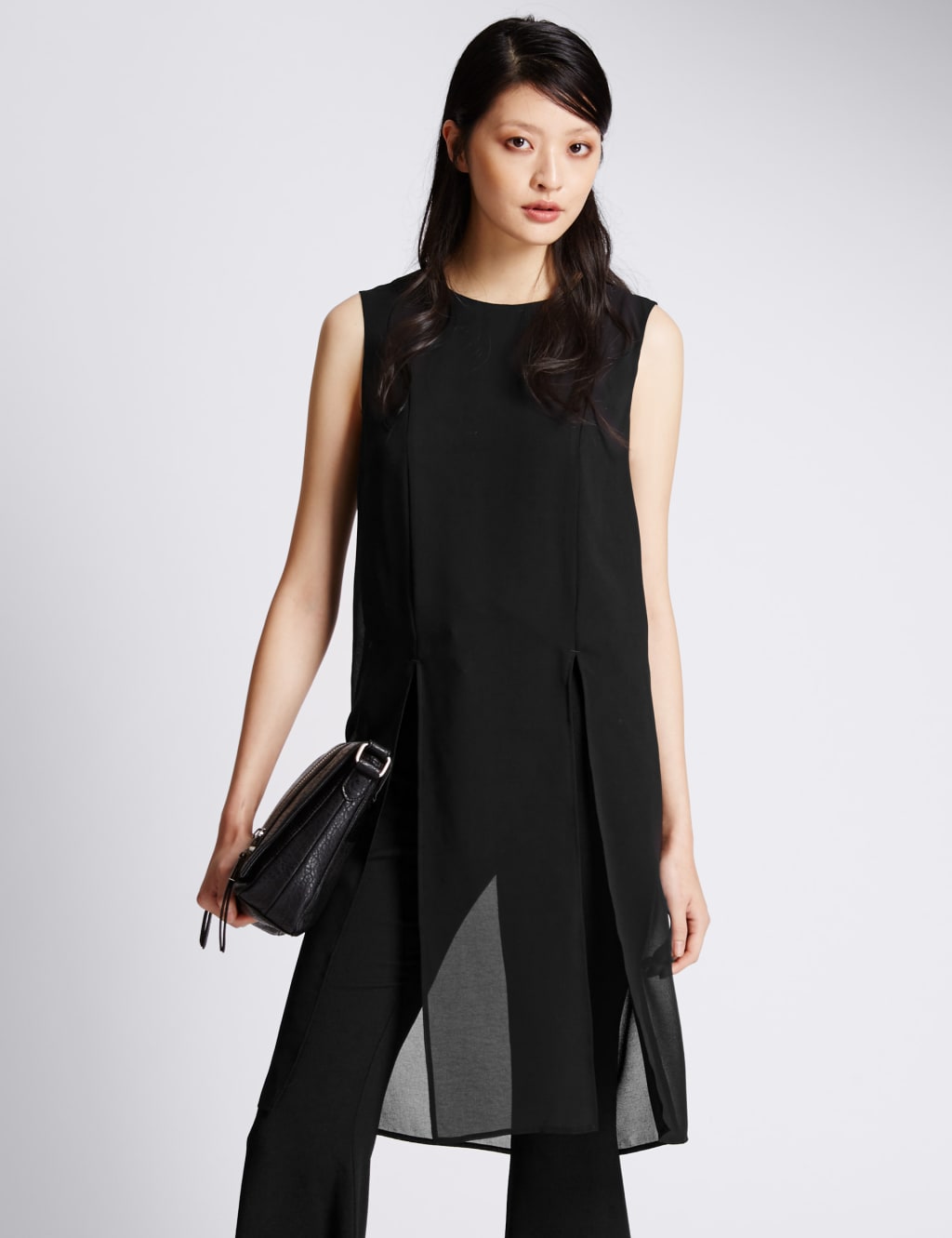 Sleeveless Sheer Longline Top 1 of 3