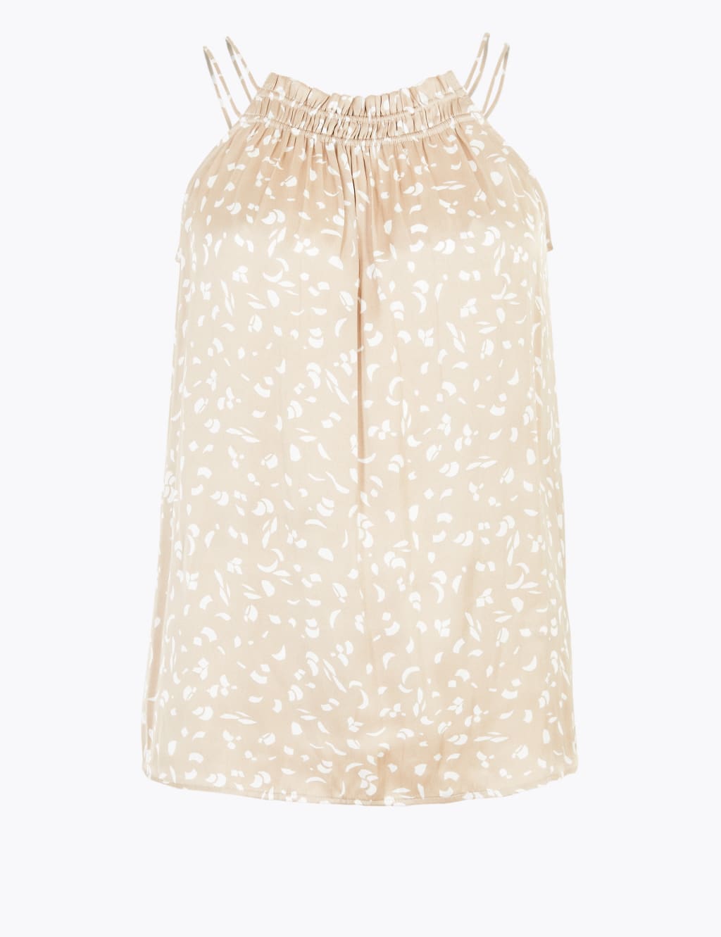 Satin Printed Gathered Neck Camisole Top 2 of 4