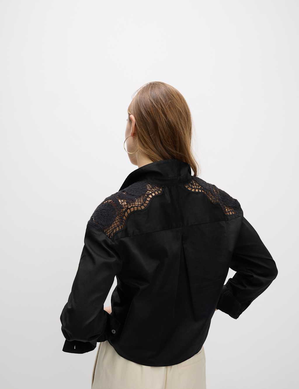 Pure Cotton Cutwork Detail Cropped Shirt 4 of 6