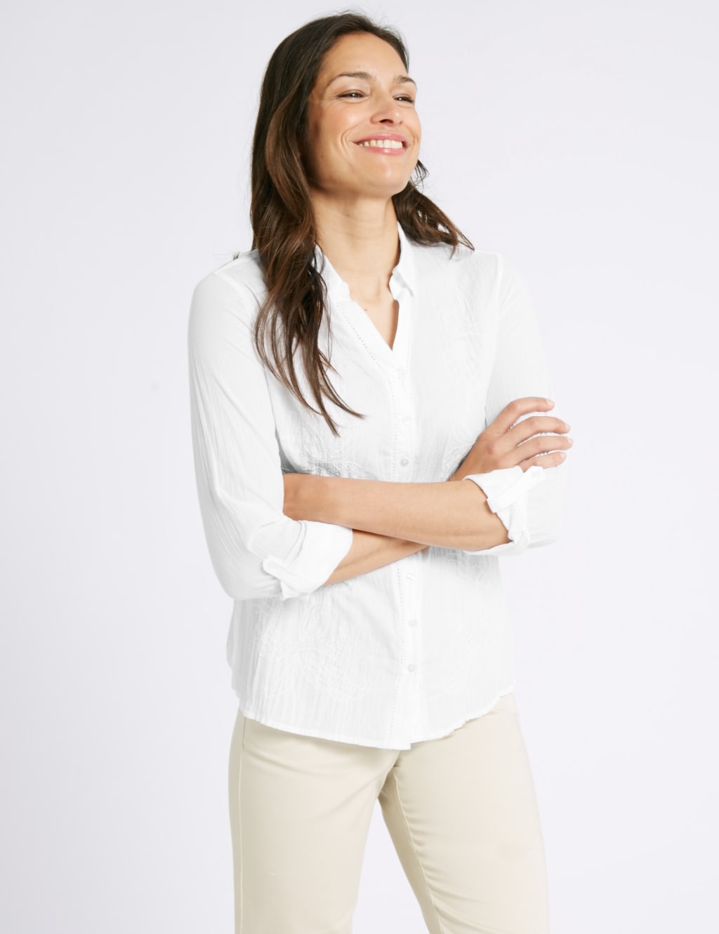 Pure Cotton Crinkle 3/4 Sleeve Shirt 1 of 5