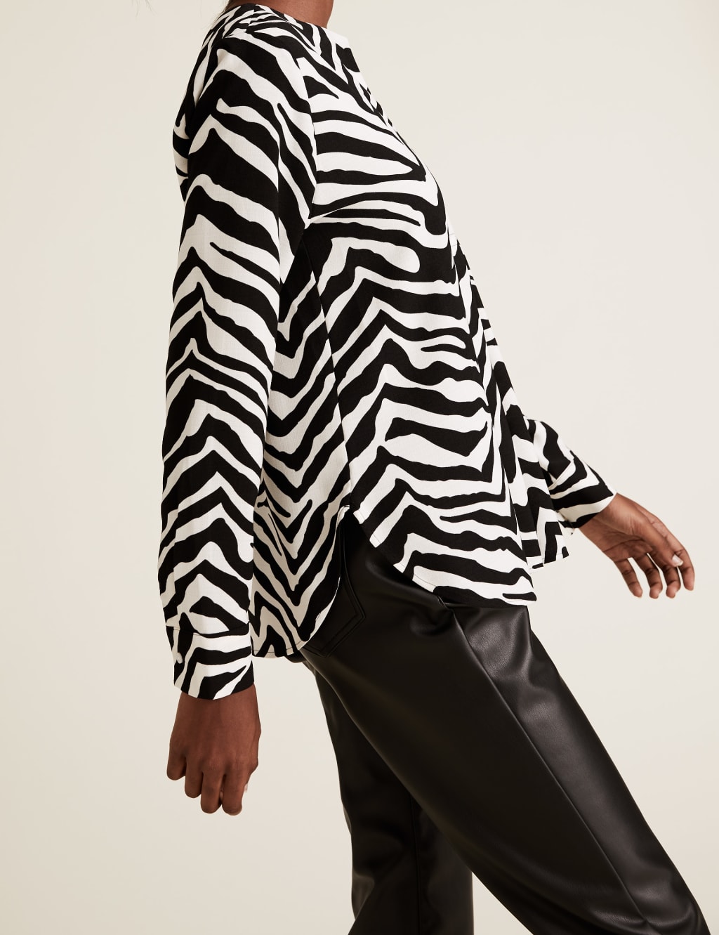 Zebra Print V-Neck Long Sleeve Blouse 5 of 5