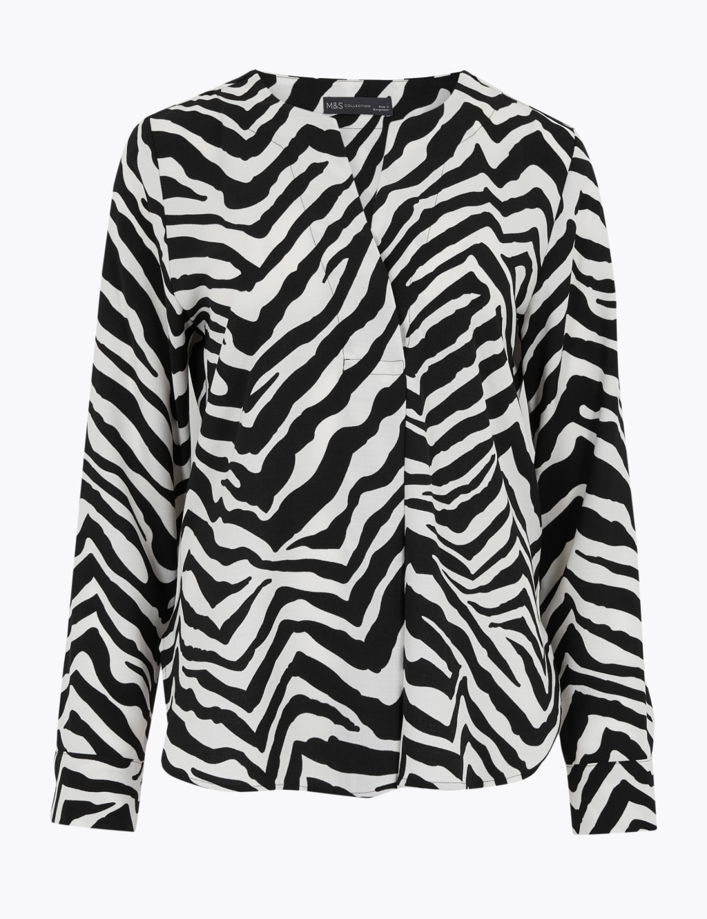 Zebra Print V-Neck Long Sleeve Blouse 2 of 5