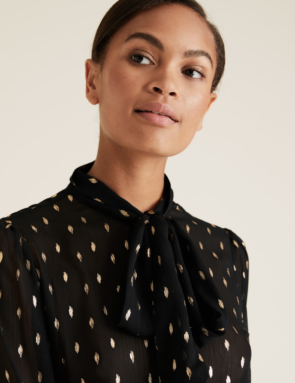 Polka Dot Pussybow Puff Sleeve Blouse 4 of 5