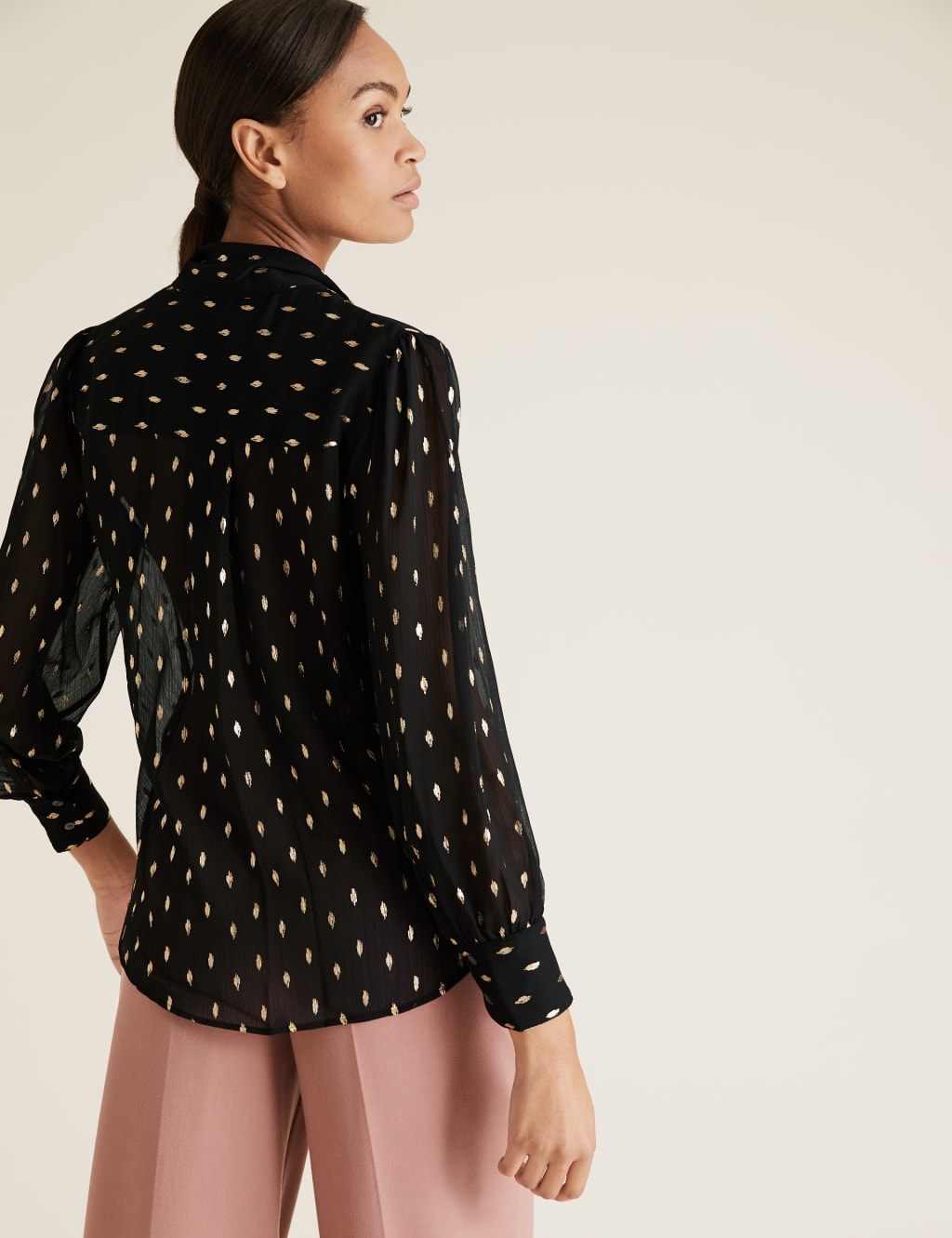 Polka Dot Pussybow Puff Sleeve Blouse 5 of 5